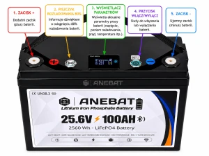 Akumulator Lifepo4 Anebat (24V) 25,6V 100Ah 2560 Wh